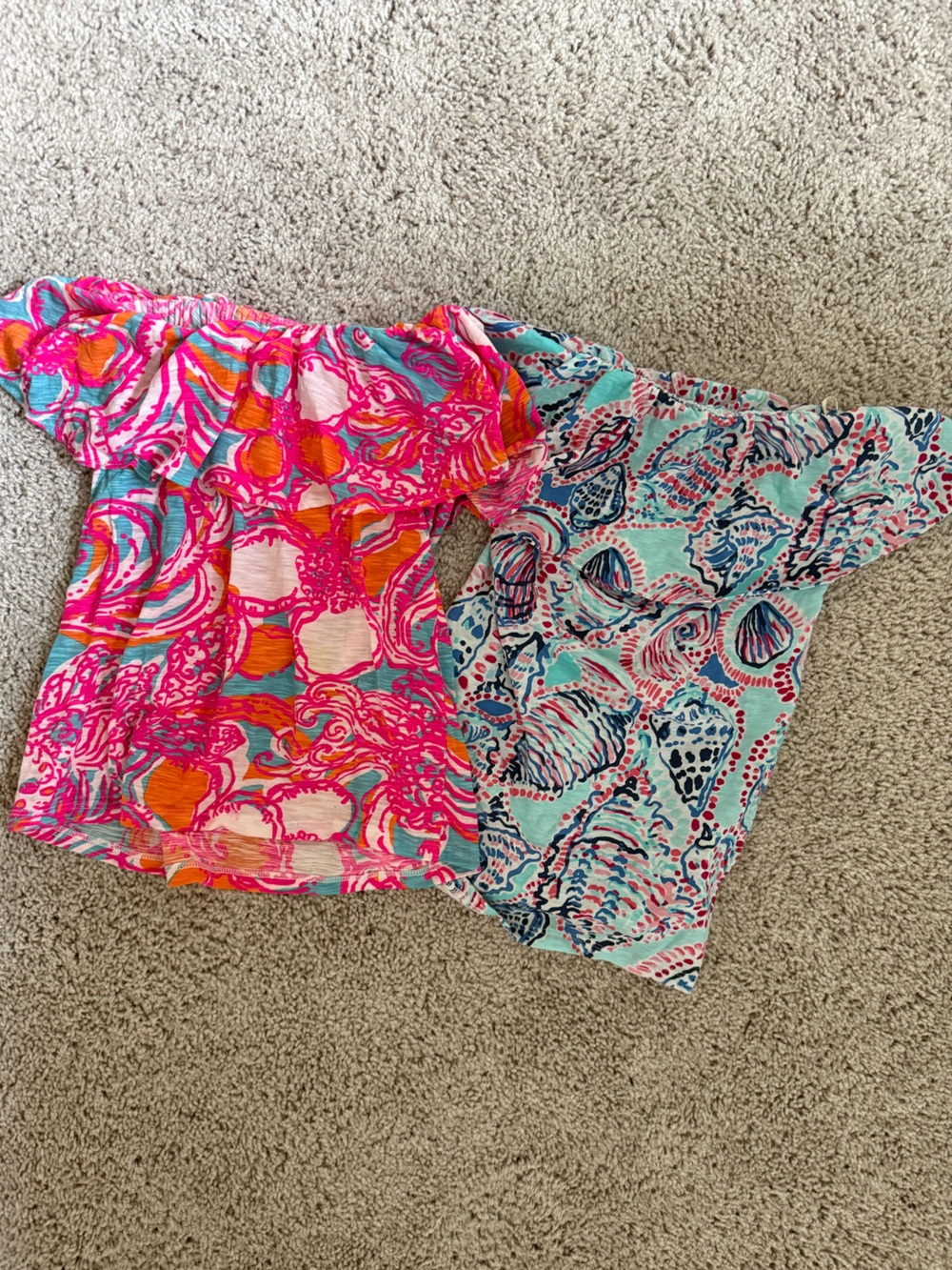 Lilly Pulitzer | top bundle | Pink, Orange Top & Aqua Shell Top - strapless